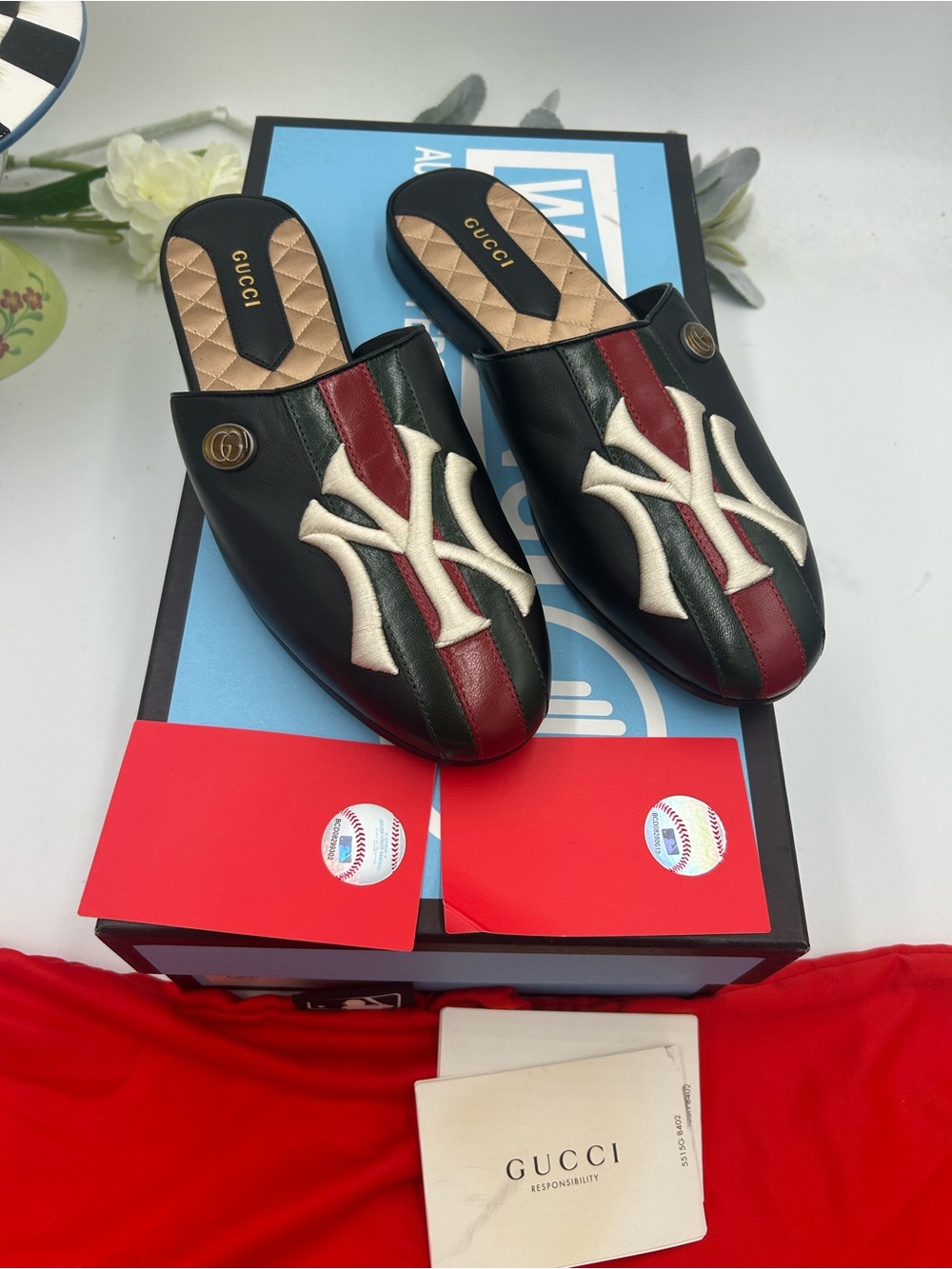Women's Gucci X New York, Yankee mules size 39 made in Italy